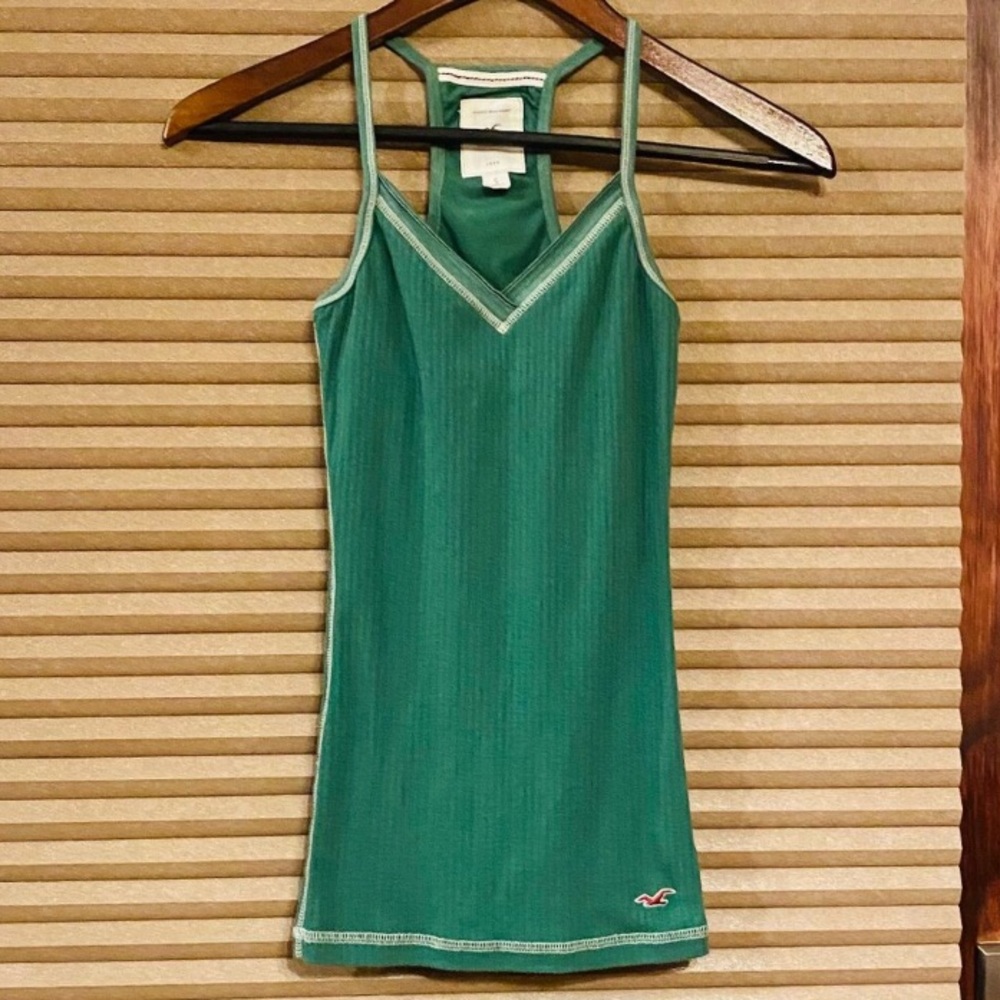 Hollister green ribbed tank top